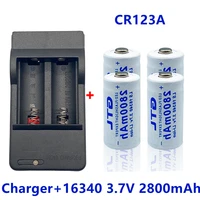 100 original 2 20 cr123a 16340 battery 2800mah 3 7v li ion rechargeable battery 16340 charger