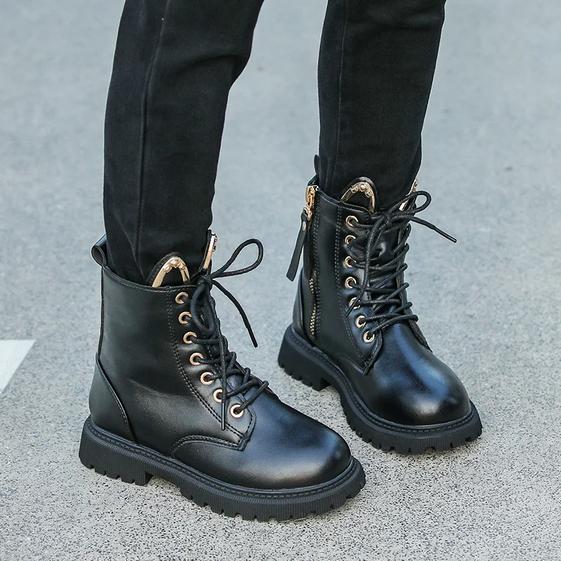 Зимние модные детские ботинки BCEBYL из искусственной кожи до щиколотки с