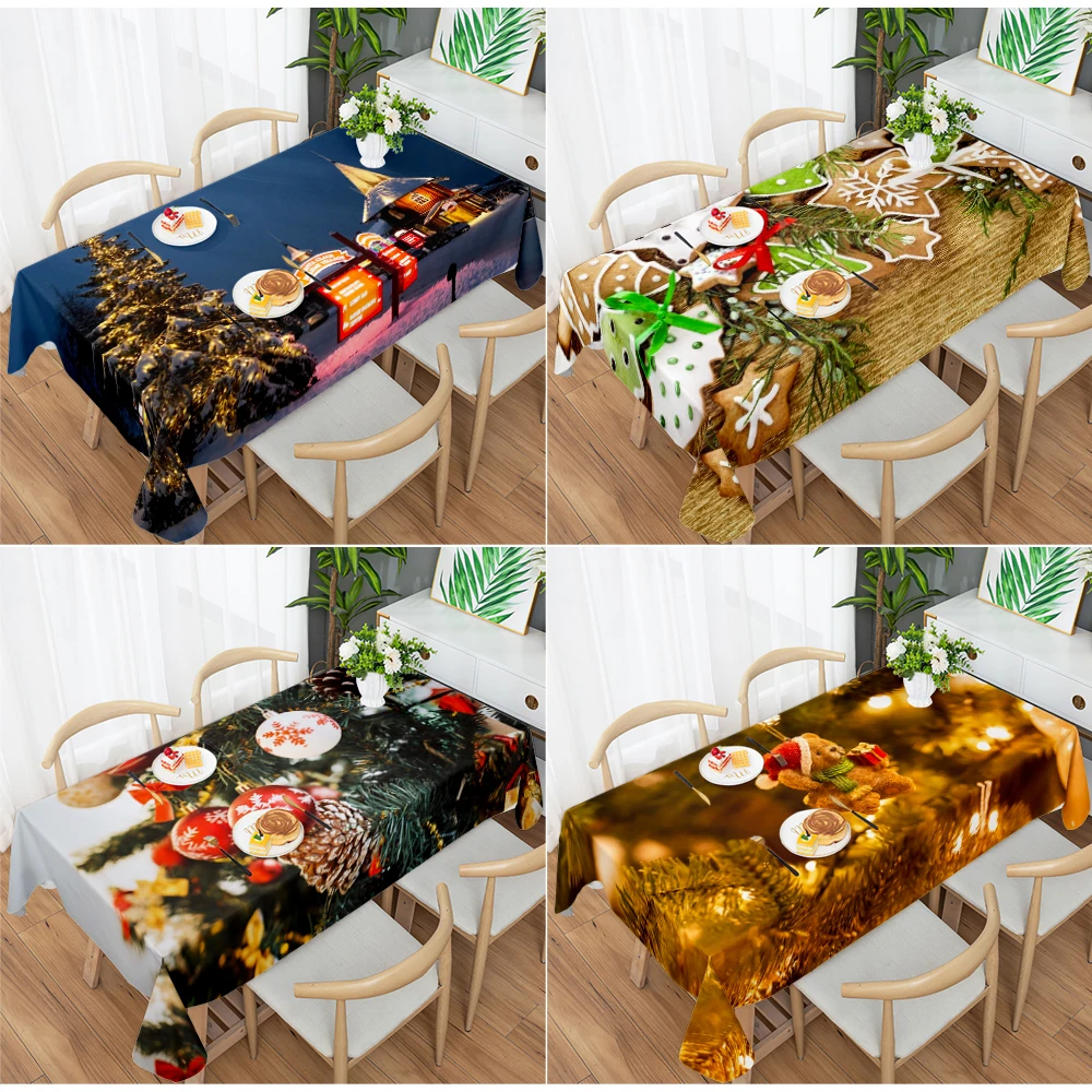 

Рождественская скатерть в пасторальном стиле, украшение для ресторана, для семейвечерние НКИ, свадьбы, прямоугольная Водонепроницаемая ск...