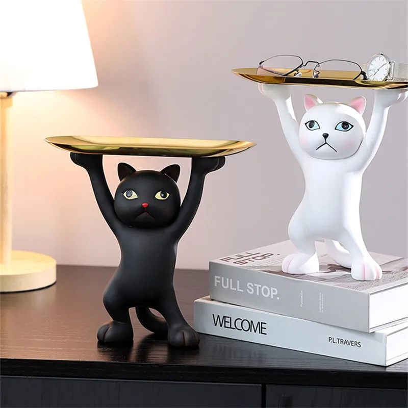 

Творческие очаровательные Коты, ремесла, полимерные ключи, часы, поднос для хранения, украшение для гостиной, домашнее искусство, декоратив...