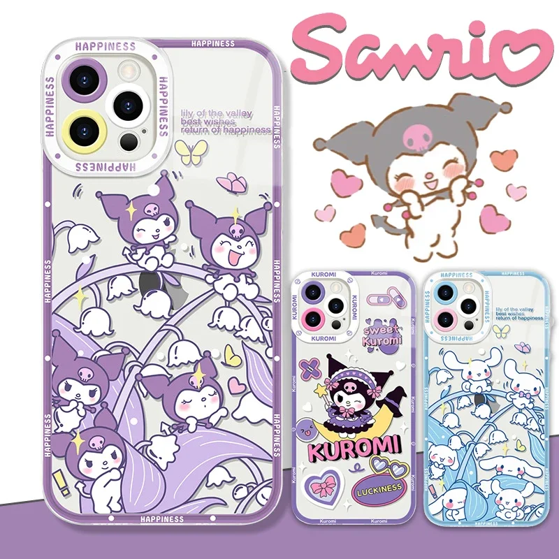НОВЫЙ Sanrio Kuromi Cinnamoroll женский для 14 Pro Max 13 12 11 XS XR X 15 Plus Kawaii аниме мягкий прозрачный