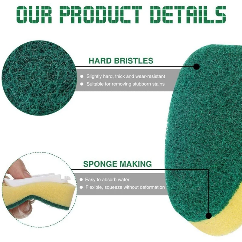 Promotion! Heavy Duty Dish Wand Sponge Brush Non-Scratch Kitchen Scrub For Sink Cleaning Sponges Handle |