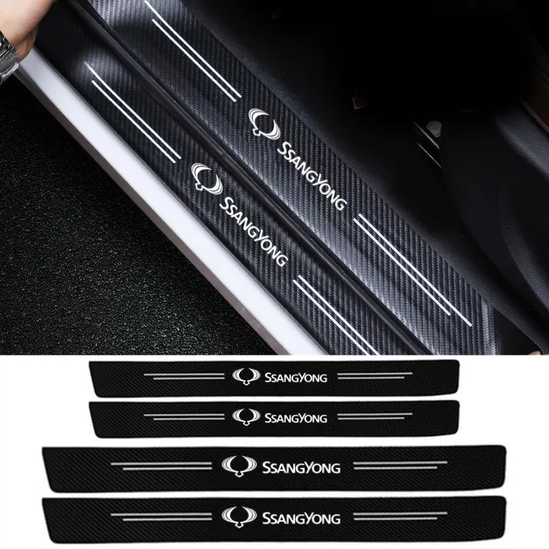 

4 шт., защитные накладки на пороги автомобиля из углеродного волокна для SsangYong Actyon Korando Kyron Musso Rexton Tivoli