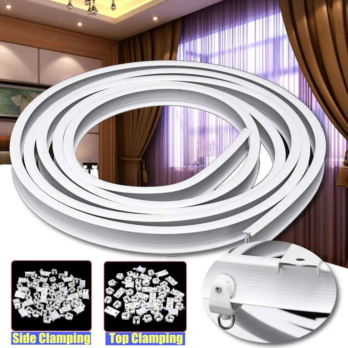 

4m Track Rail Flexible Ceiling Mounted For Straight Slide Windows Balcony Plastic Bendable Home Window Curtain Decor Accessories
