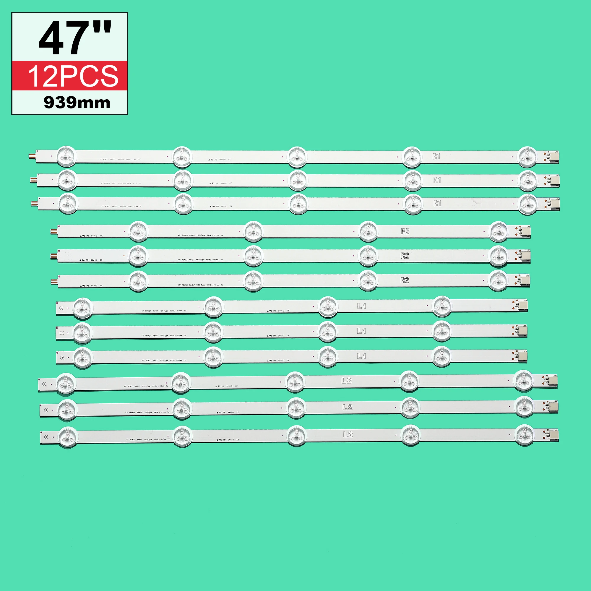 12 шт. x 47 &quotR1/R2/L1/L2 светодиодная подсветка фонарь для фонаря 47LN519C 6916L-1174A 6916L-1175A