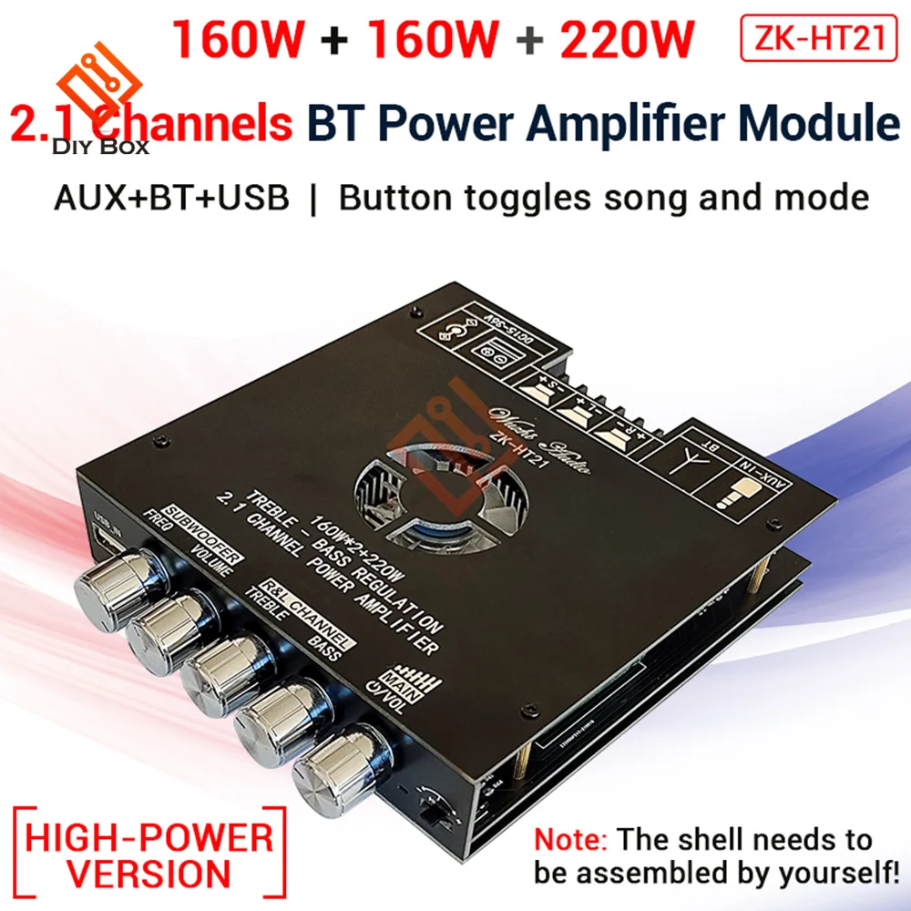 160WX2+220W 50WX2+100W ZK-HT21/ZK-TB21 2.1 Channel Bluetooth Digital Power Amplifier Module DC15-36V TPA3116D2 TDA7498E