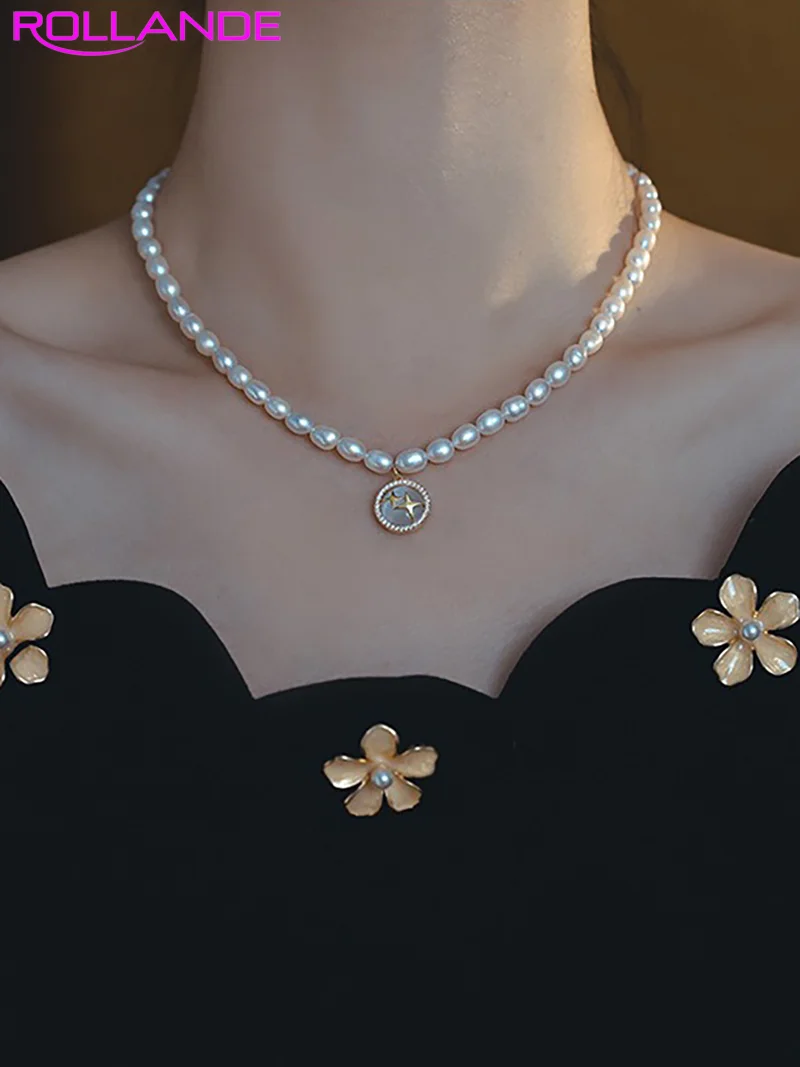

Natural Pearl Women's Starlight Round Brand Clavicle Chain Alloy Material Electroplating Treatment