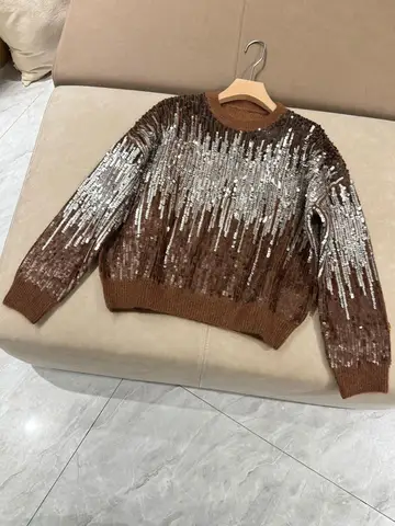 Женский шерстяной свитер с блестками