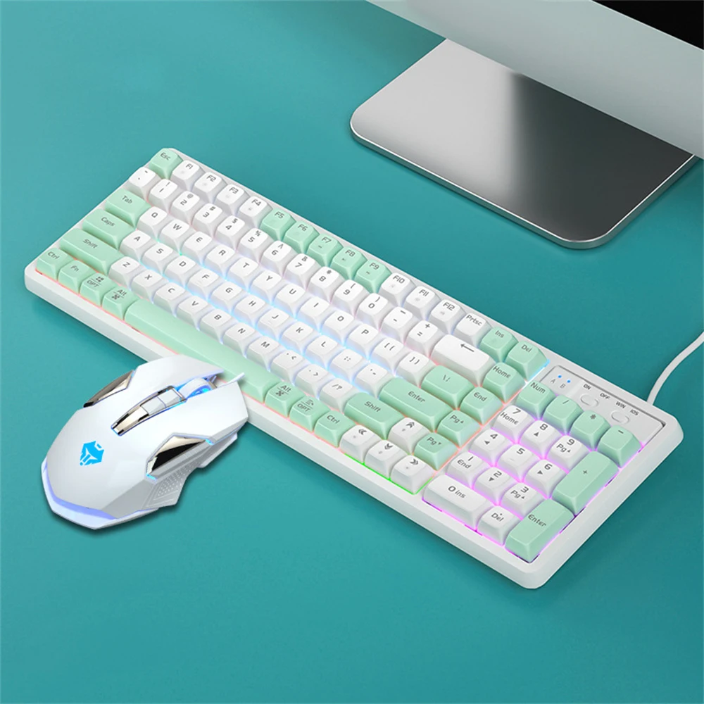 

Mechanical Keyboard Universal Ergonomics Linear Red Axis 102 Keys Hot Swap Keyboard Hot Plug Keyboard And Mouse Set Wired
