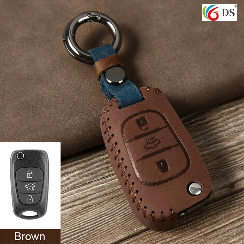 

3 Button Leather Flip Key Case Cover Holder Shell For KIA Rondo Sportage Soul Rio For Hyundai I30 IX35 Avante Verna key chains