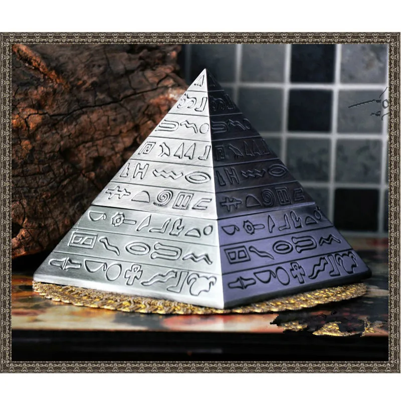 

Пирамида в ретро стиле, металлическая электронная сигарета, Бездымная пепельница для сигар, древний Египетский узор, украшение для дома