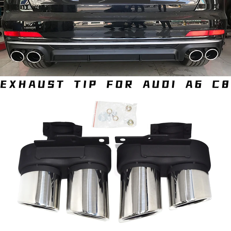 

Car Accessories Exhaust Tip For Audi A6 C8 2019 20220 2021 Up S6 Mufflers Tip Stainless Steel Car Exhaust Pipe Tailpipe Nozzle