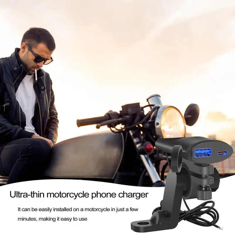 

Motorcycle Phone Charger Motorbike Rearview Mirror Extension Bracket With Fast Charging PD & USB Port Handlebar Cellphone Holder