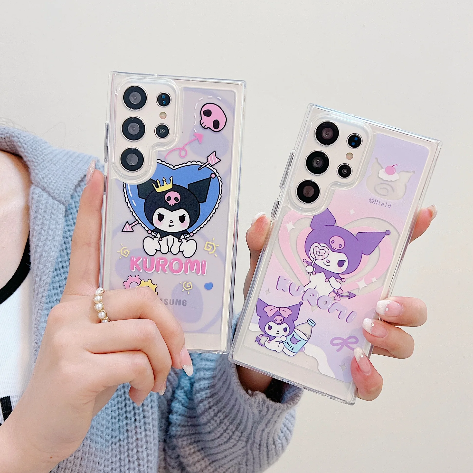 

Cartoon Sanrios Kuromi Transparent Phone Case for Samsung Galaxy S22 S23 Plus S23 Ultra A34 A54 5G Girl Anti-drop Cover Funda