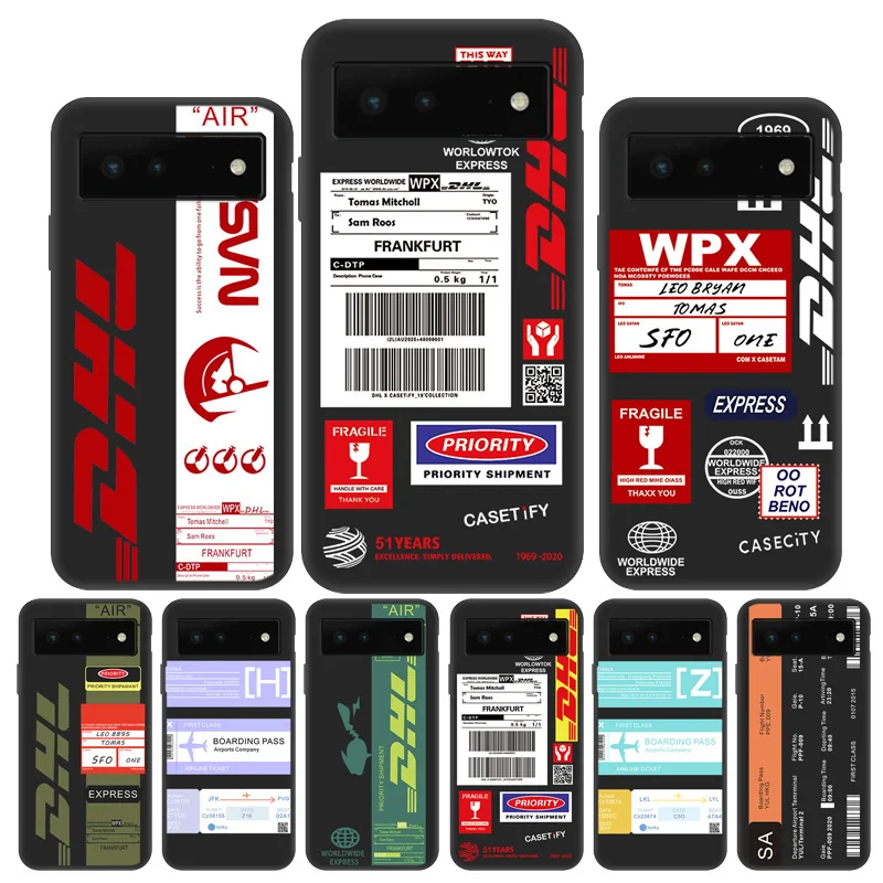 

DHL Express Label Bar Code Phone Case for Google Pixel 6 Pro 5 5a 4 4a 3 3a XL 5G Soft TPU Coque for Pixel 4XL Back Cover Fundas