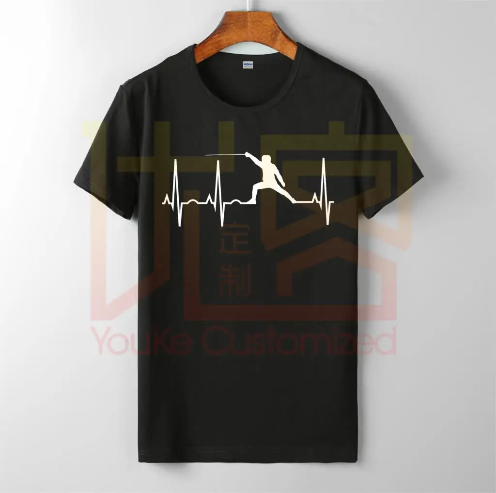 

fencing heartbeat shirt for fencers foil epee saber tee 2019 summer men's short sleeve t-shirt
