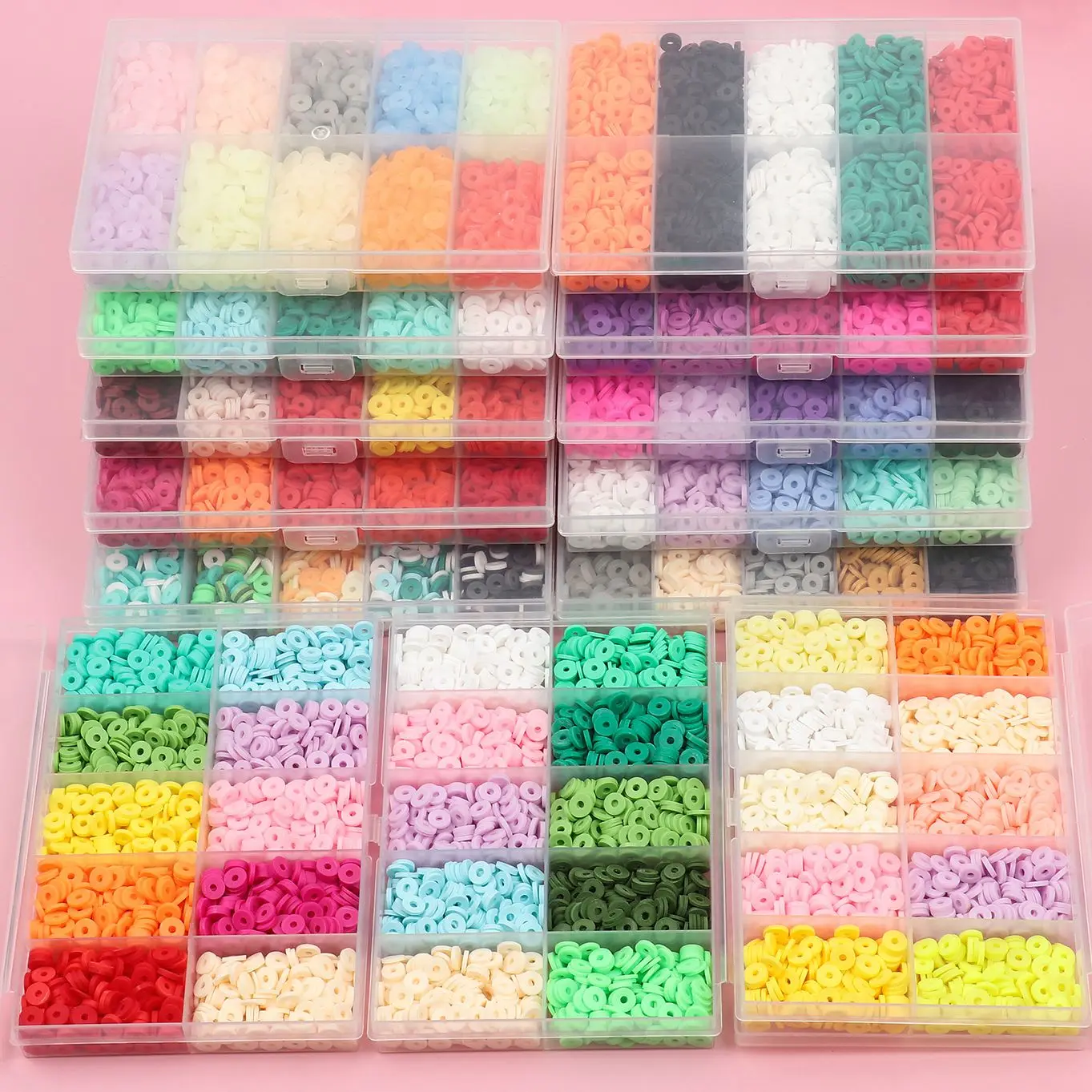 

10 Grids Trendy Gift Box Polymer Clay Beads Kits Chip Beads Jewelry Making Kit Set Elastic Cord for Girls Kids DIY Bracelets