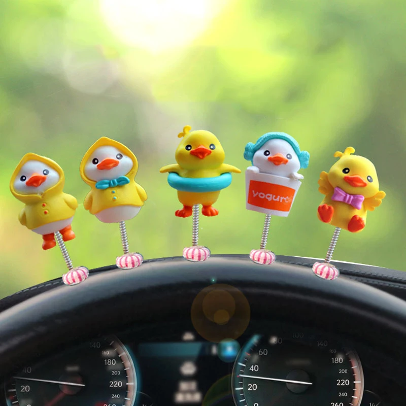 

Automobile Decoration Cute Cartoon Swing Duck Car Ornaments Kawaii Car Dashboard Pink Anime Car Interior Accessories