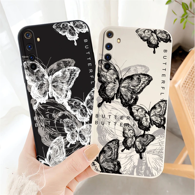INS ретро-телефон в виде бабочки для OPPO Realme Narzo 20 30 50 Pro 30A 50I Prime силиконовый мягкий