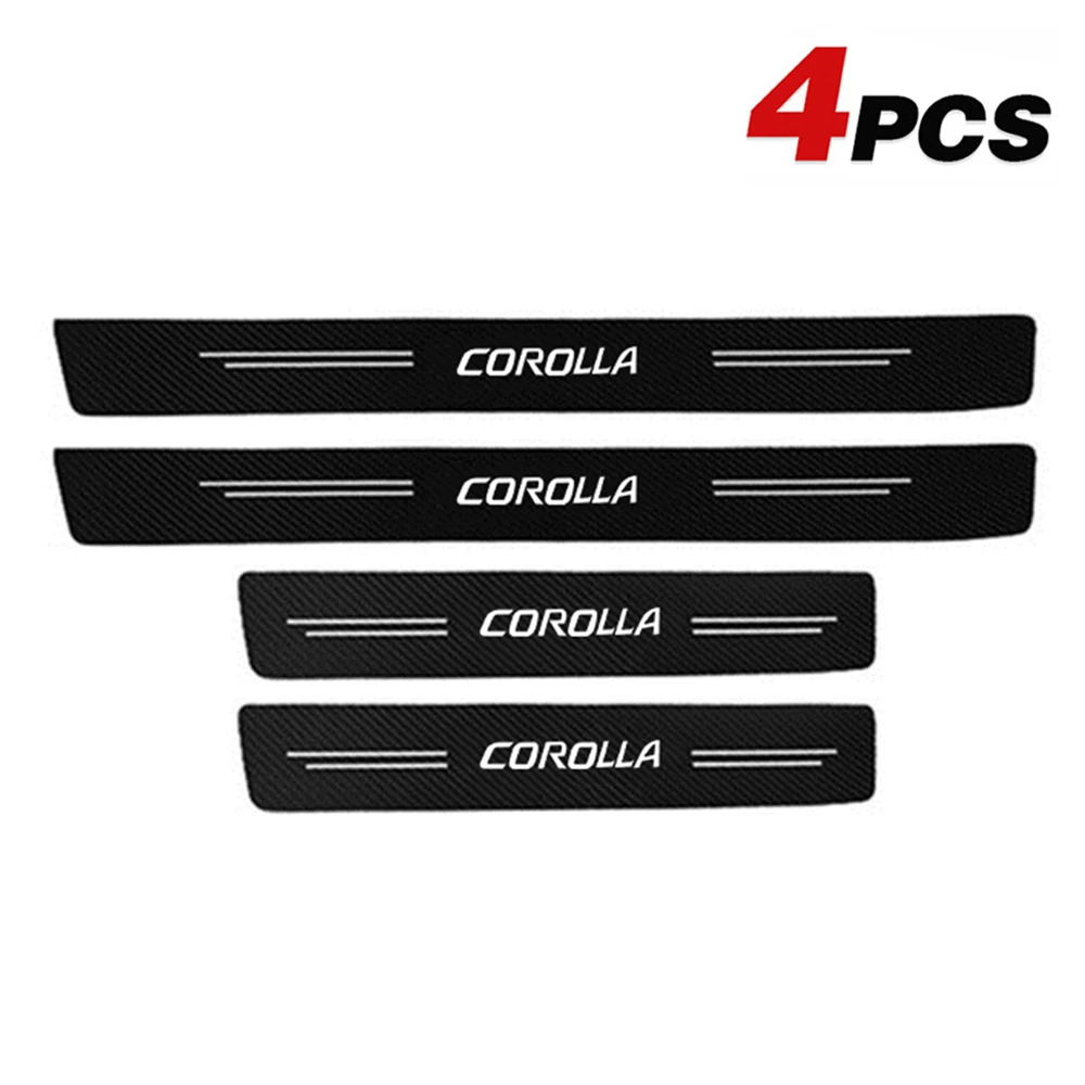 

4Pcs Car Door Sill Scuff Plate Carbon Fiber Stickers Decal Anti Scratch Threshold Protector Auto Accessories For Toyota Corolla