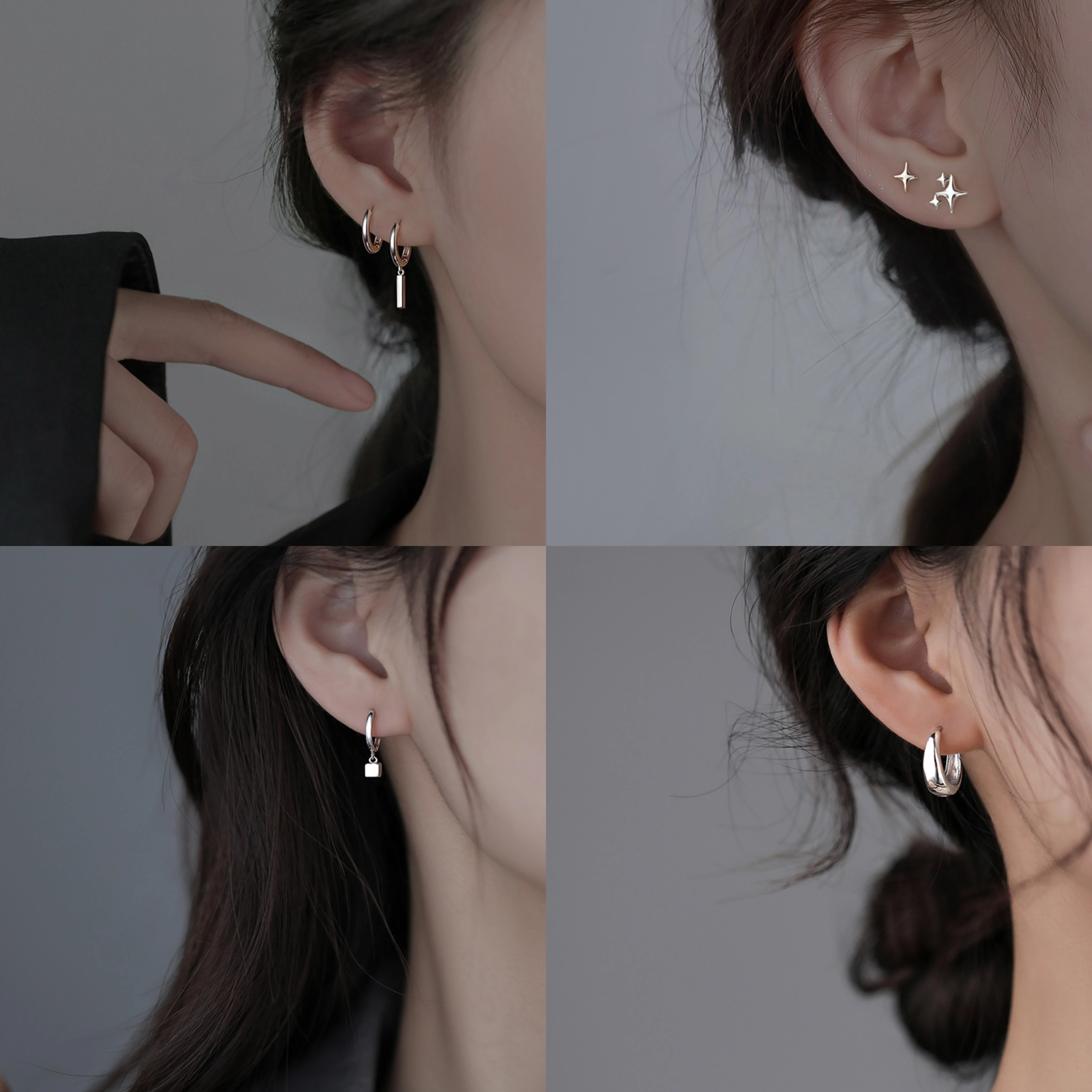 

2023 New Fashion Silver Geometric Small Circle Earrings Female Punk Party Jewelry Accessories Cute Romantic Elegant Couple Gifts