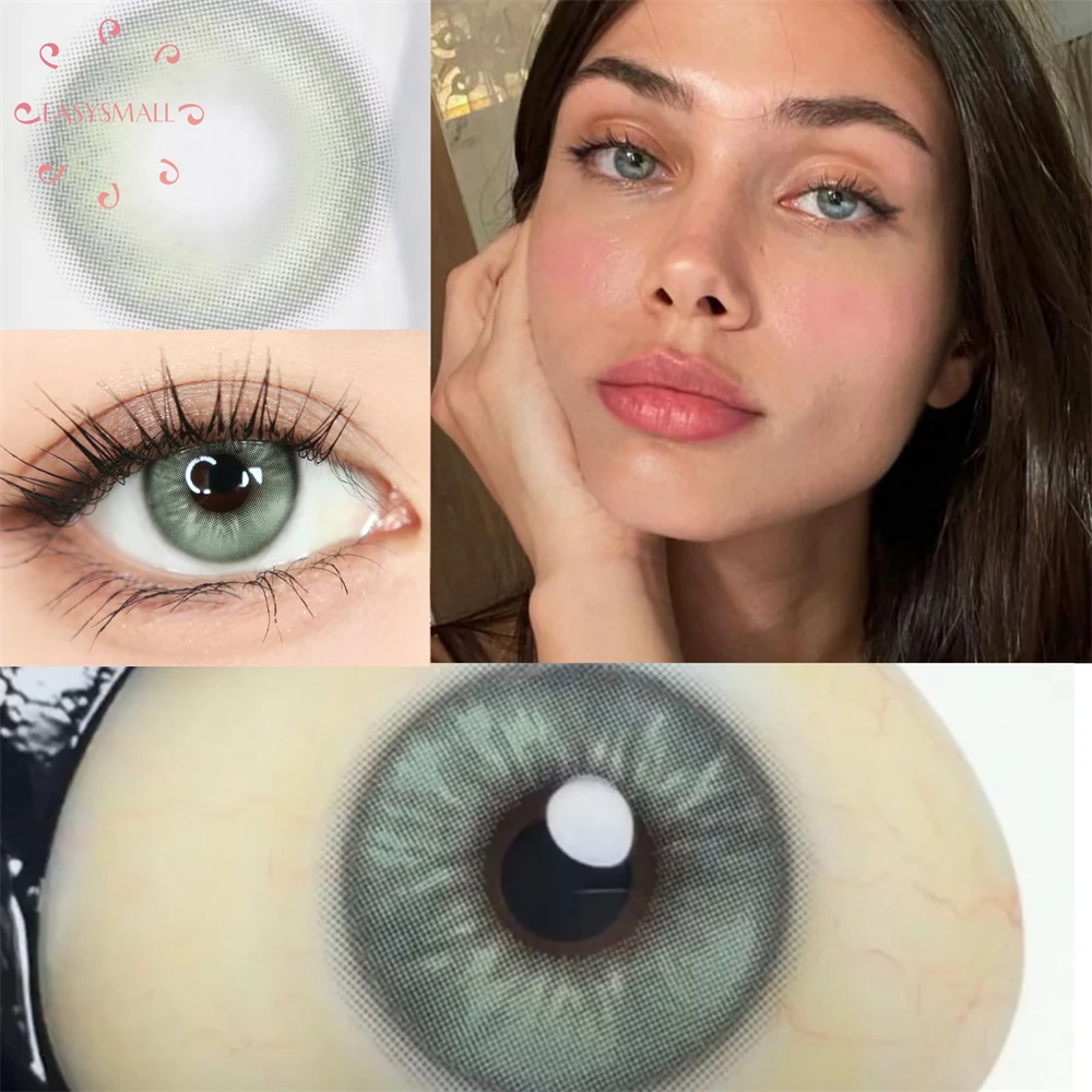 

Easysmall Elsa Green Contact Lenses for Eyes Natural Yearly Contact Lens Big Beauty Pupil Degrees Prescription Myopia