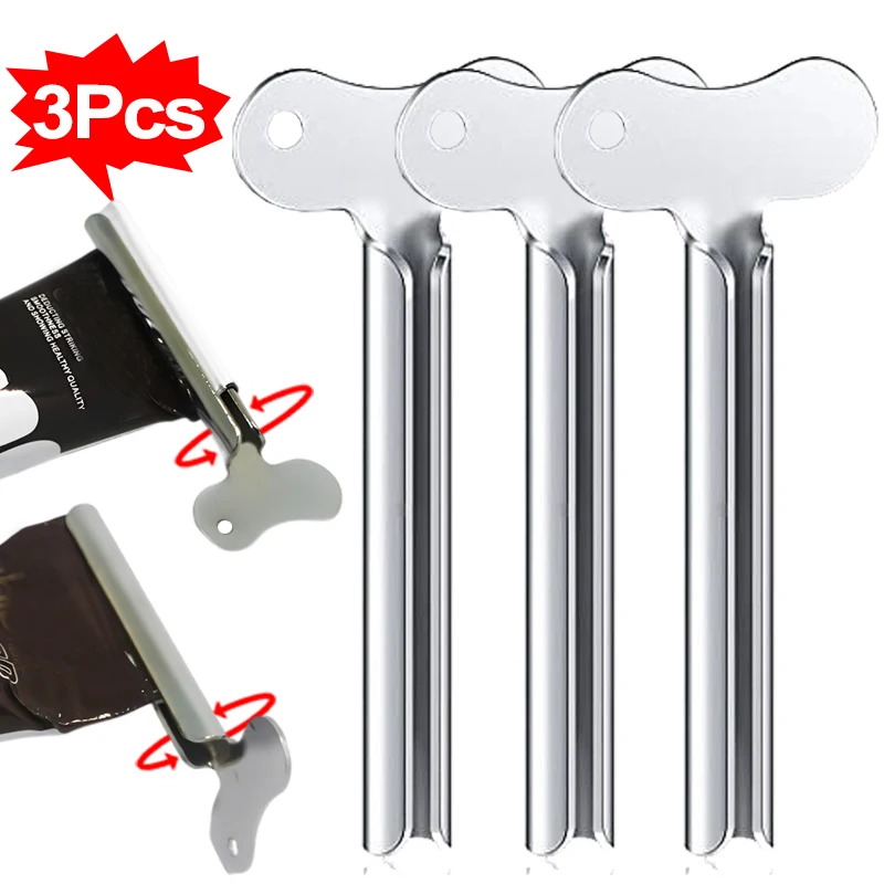 

3Pcs Toothpaste Squeezer Stainless Steel Face Cleanser Toothpaste Cream Dispenser Lazy Metal Tube Squeezer Bathroom Accessories