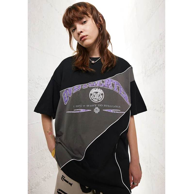 

Мужская Уличная футболка 2023, Винтажная футболка в стиле пэчворк с принтом в стиле ретро, футболка в стиле хип-хоп, футболка оверсайз в стиле Харадзюку, хлопковые топы