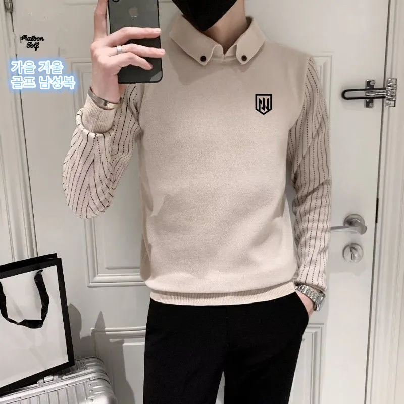 2023 Spring Sweater Golf Top Golf Clothes Men's Fashion Sports Men's Golf Clothes Golf Clothes Fake Two Shirts Sweater