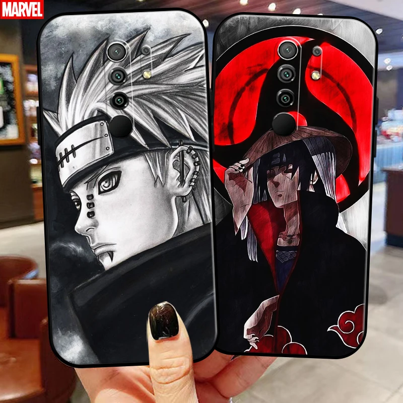 

Anime Naruto Akatsuki Phone Case For Xiaomi Redmi 9 Funda Black Soft Back Carcasa Liquid Silicon Silicone Cover