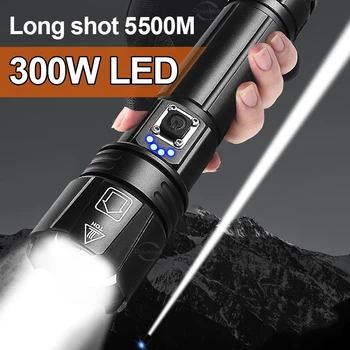 8800000LM 가장 강력한 LED 손전등 3000 와트 USB 충전식 토치 라이트 5500 미터 고성능 손전등 전술 랜턴