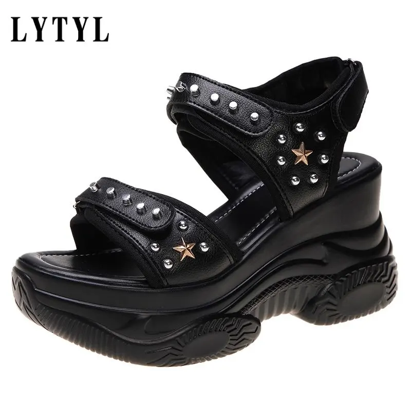 New Women's Platform Sandals Summer High Heels Wedges Women's Sandals Breathable Mesh Women's Beach Shoes Casual Sandals A1-01