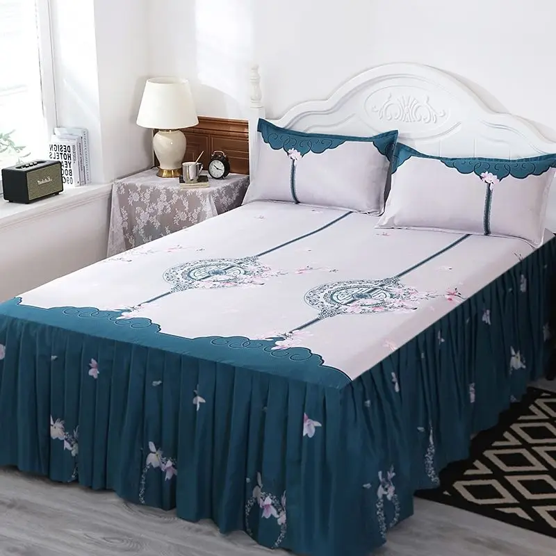 

3 Pcs Bed Sheet Smooth Quilted Bedspread on The Bed Luxury Bed Cover Home Queen King Size Complete Set of Sheets with Skirts