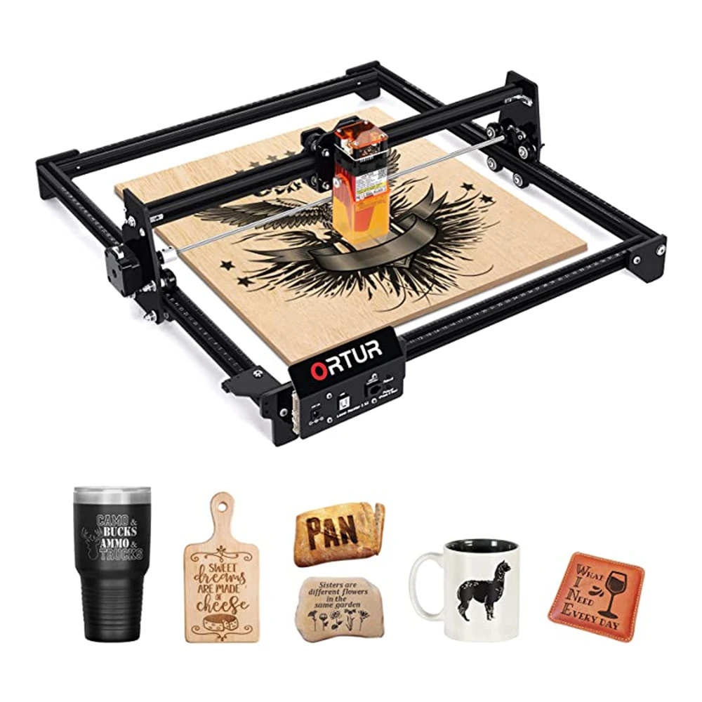 

Ortur Laser Engraver Home Desktop Etching Cutter with Air Assist Nozzle for DIY Logo Name Design Art Craft Science Wood Leather