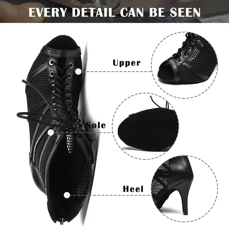 SWDZM Women Latin Tango Dance Shoes Ladies Dancing Shoes Ballroom Dance Booties High Heels Salsa Party Dancing Boots