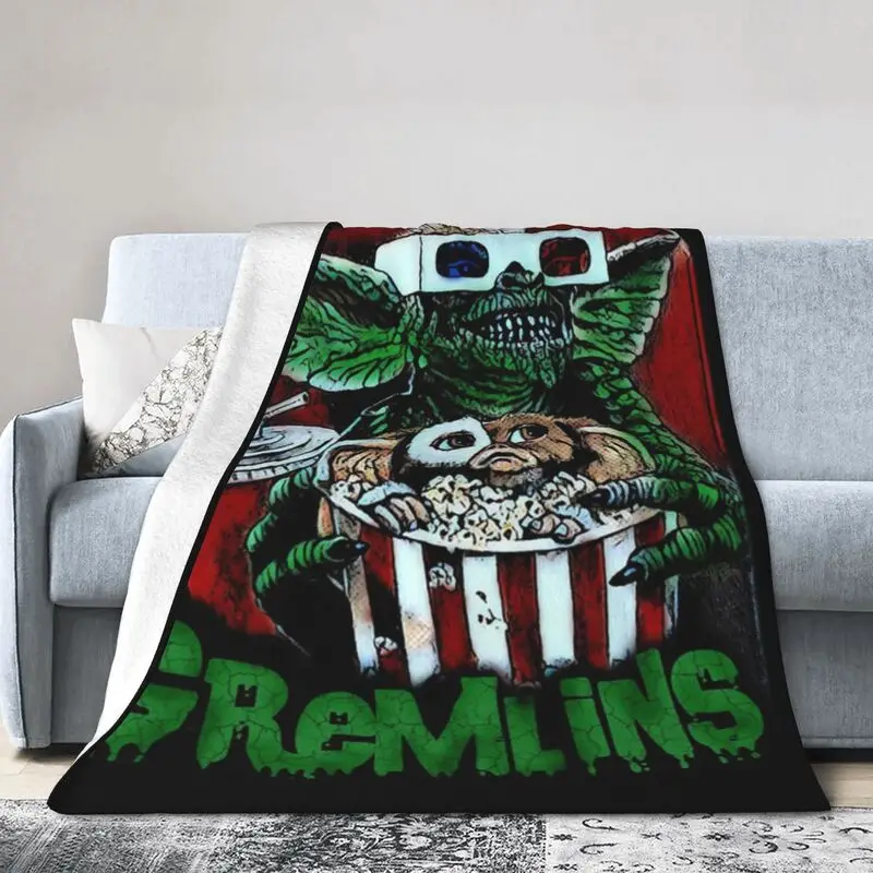 

Gremlins Humorous Blankets Warm Flannel Gizmo 80s Movie Mogwai Monster Horror Retro Sci Fi Throw Blanket for Home Bedroom Sofa
