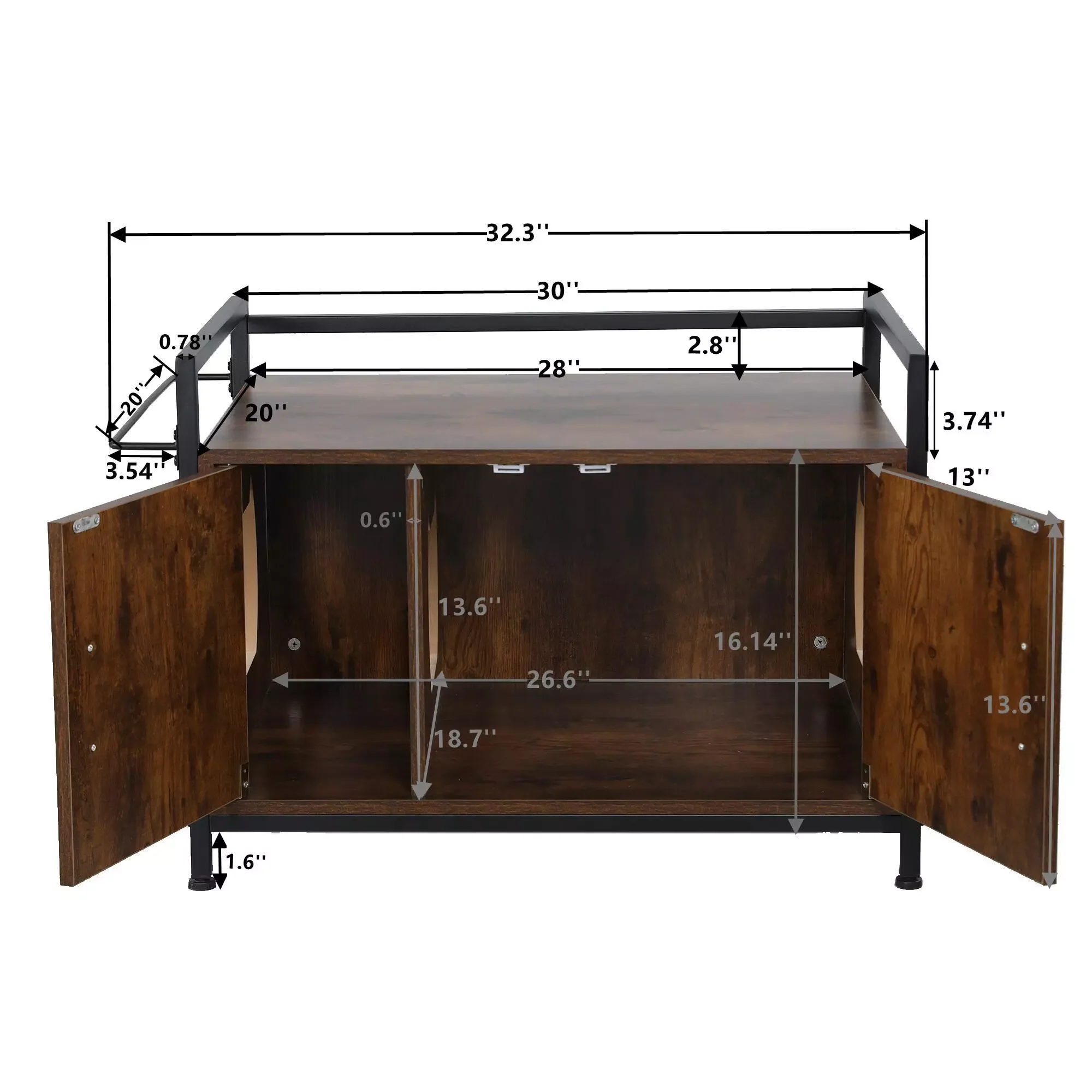 

Ночная тумбочка для кошек и собак, 30 дюймов, ящик для наполнителя, скрытый ящик для домашних животных с железной и деревянной прочной структ...