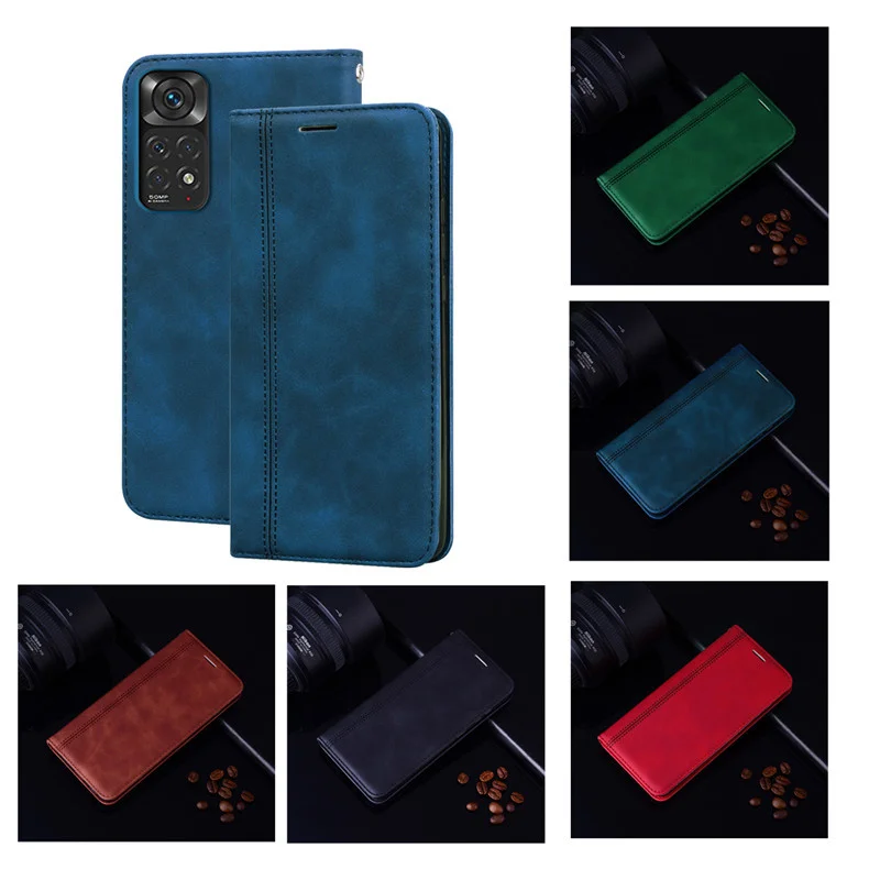 

Кожаный чехол-бумажник с откидной крышкой для Xiaomi Redmi Note 11, чехол с держателем для карт, Магнитный чехол-книжка для Redmi Note 11 Pro Note 11S, чехол, обол...