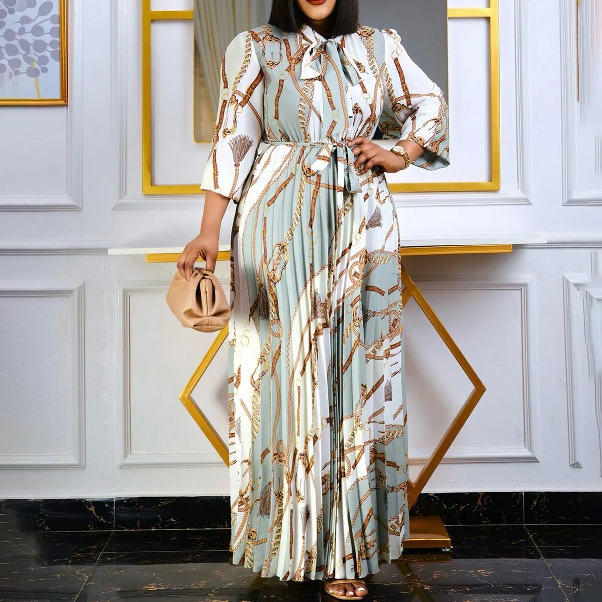 

Print Pleated Dress Spring Clothes African Dresses For Women Club Outfit Dashiki Ankara Evening Party Robe Femme Maxi Dress 2022