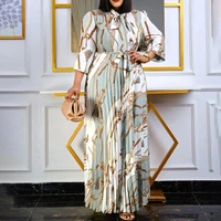 print pleated dress spring clothes african dresses for women club outfit dashiki ankara evening party robe femme maxi dress 2022