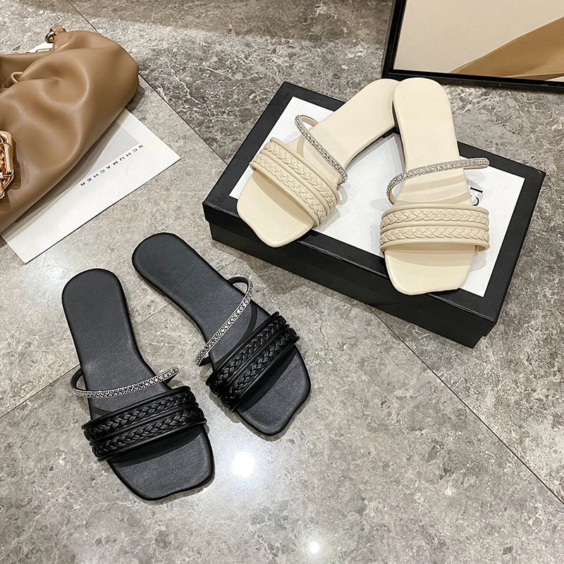 

New Summer Woven Slippers Casual Fashion Flat Shoes Women's Single Shoes Casual Shoes Women's Outer Wear Sandals Beach Shoes