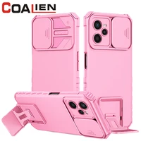 coalien shockproof phone case for oppo f9 f19 luxury push window armor bracket protective cover for oppo reno 5 6 4g 6z