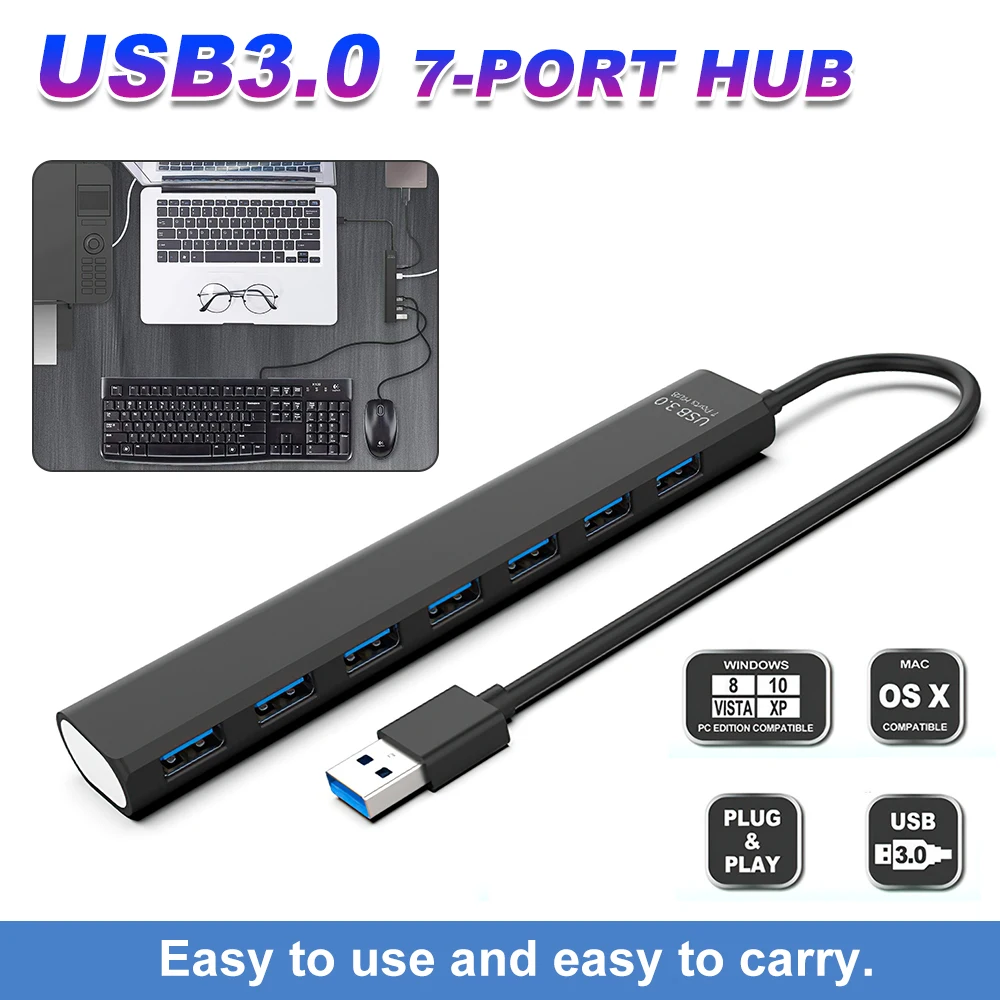 

Док-станция Usb C на 7 портов, USB 3,0, 5 Гбит/с