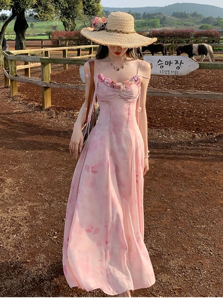 Летнее французское винтажное мини-платье на бретелях-спагетти женские платья с