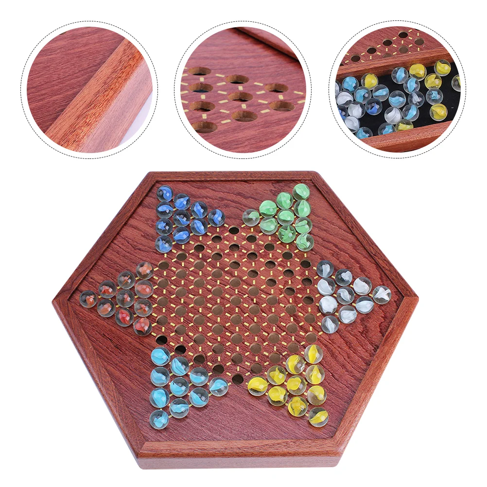

Checkers Chinese Game Board Hexagon Set Marbles Wooden Games Strategychess Glass Marble Family Halma Checker Classic Peg Table