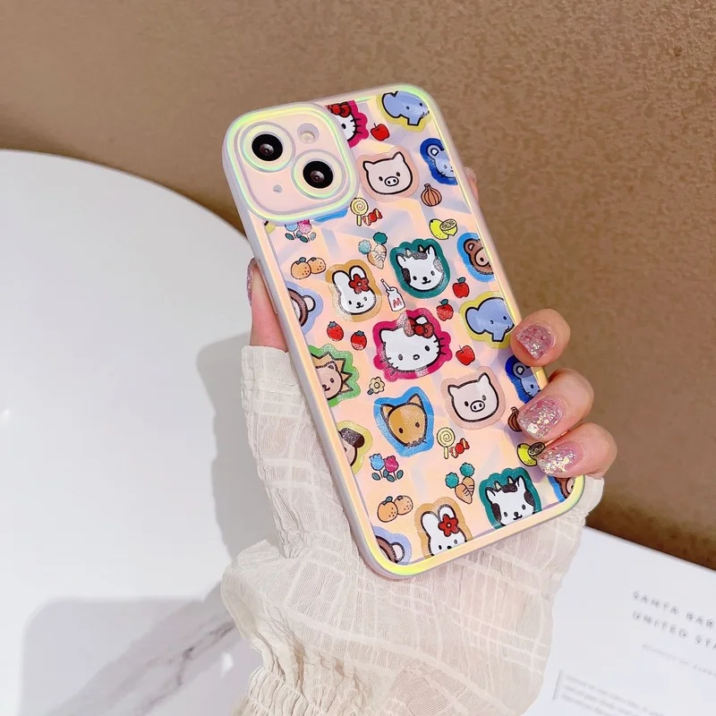 

Cartoon Animals Kitty Laser Phone Case Cover for IPhone 7 8 Plus 11 12 13 Pro X XR XS Max Shockproof Cases for IPhone 13 Case