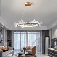 modern minimalist led chandelier golden nordic aluminum acrylic living room ceiling lamp home interior lighting decorative lamps