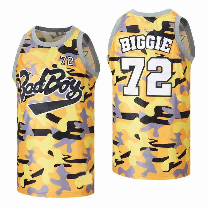 

BG basketball jerseys Badboy 97 BIGGIE jersey Embroidery sewing Outdoor sportswear Hip-hop culture camouflage summer 2022