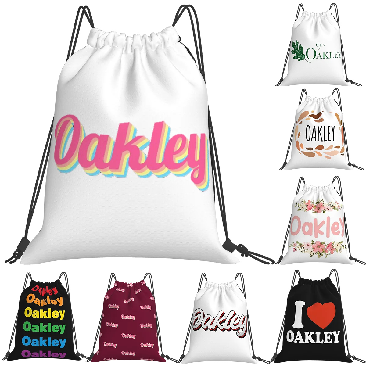 

Retro Oakley Name Label Backpacks Portable Drawstring Bags Drawstring Bundle Pocket Sports Bag Book Bags For Man Woman Students