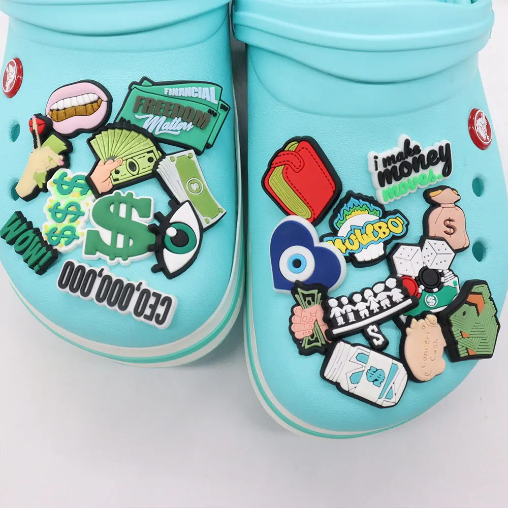 

Оптовая продажа, 50 шт., подвески из ПВХ для обуви, копилка для банкнот, денег, кошелька, аксессуары, пряжки для обуви для Croc Jibz, детский праздничный подарок